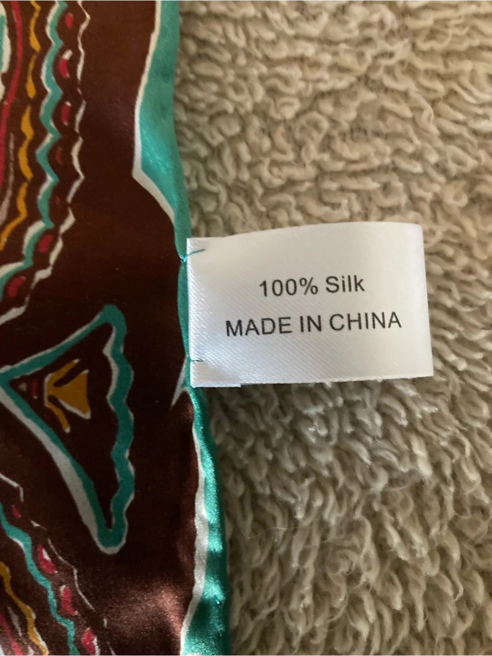Double D Ranch Teal and Brown Paisley Silk Scarf